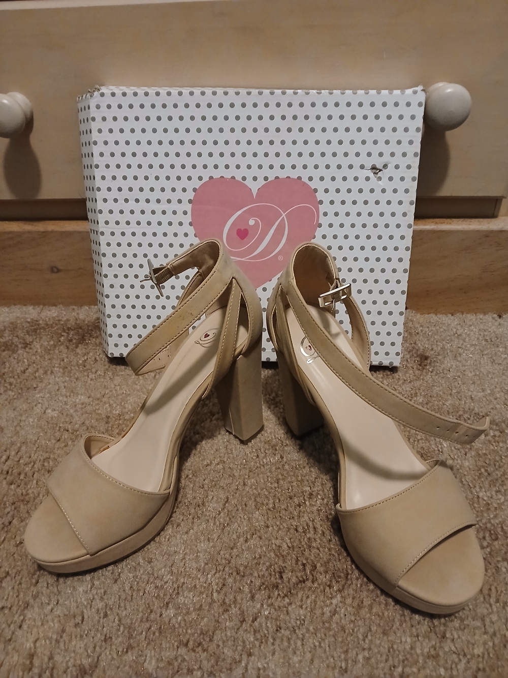Beige Platform Block Heel Sandals with Ankle Strap
